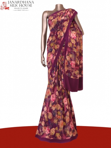 Floral Exclusive Pure Crepe Silk Saree